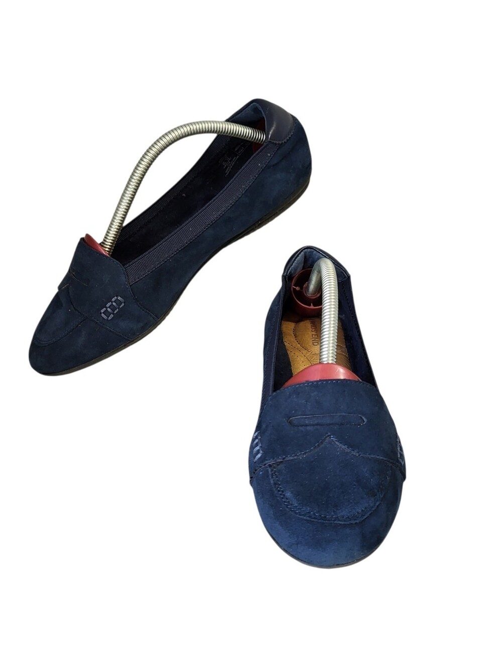 Lands' End Women’s Loafers Slip On Shoes 7.5 M Blue Suede Elastic Collar Preppy